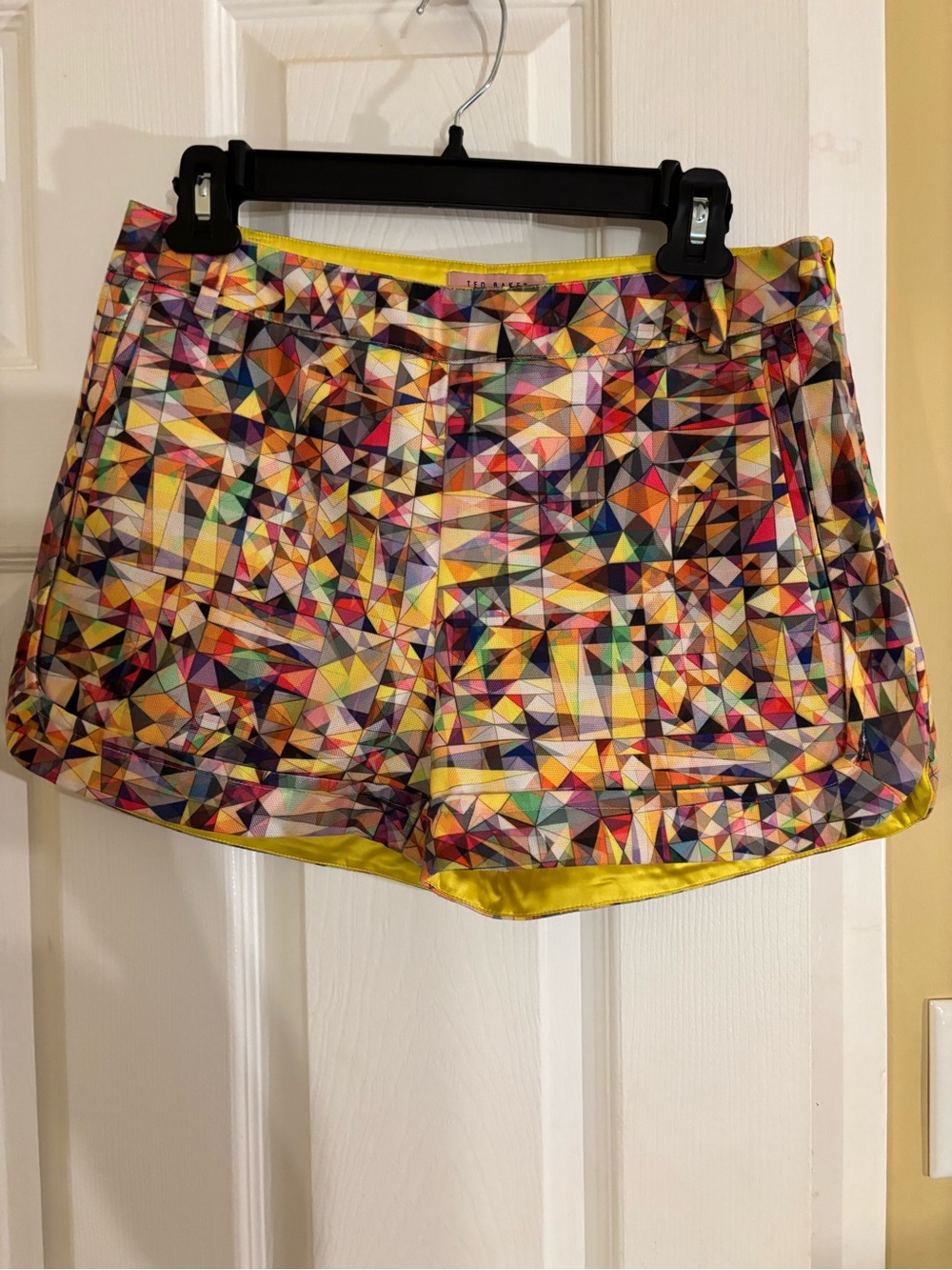 Ted Baker Multicolor Geometric Print Shorts with Yellow Trim